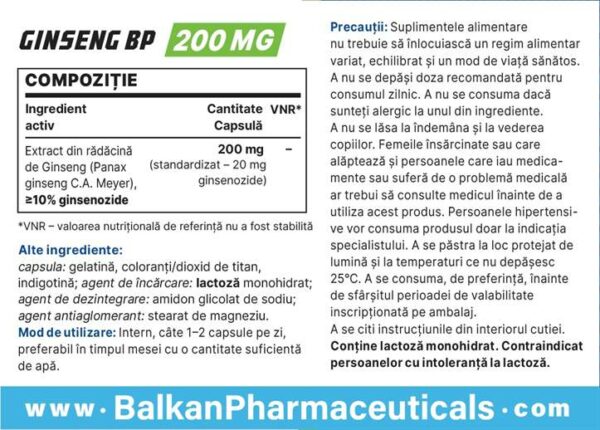 Ginseng (Balkan Pharma) (200mg x 30 Kapseln) – Bild 6