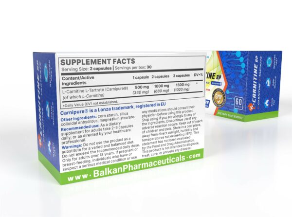 L-Carnitine L-Tartrate (Balkan Pharma) (60 Kapseln) – Bild 4