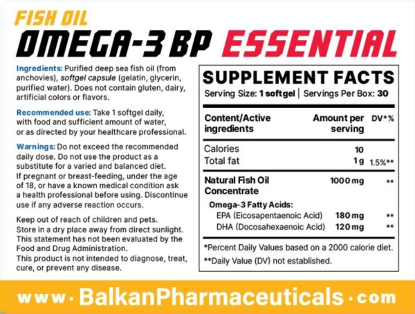 Omega 3 Essential (Balkan Pharma) (1000mg x 30 Kapseln) – Bild 5